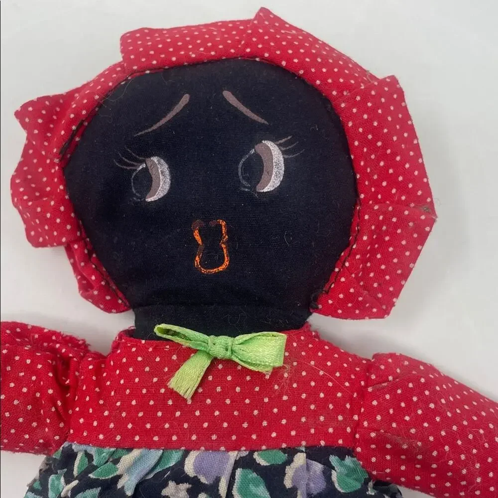 Vintage Handmade African American Cloth Topsy Turvy/Folk Art Doll